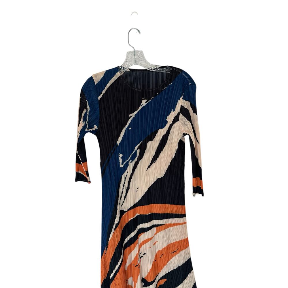 New with Tags Kelly Obi New York Orange Blue‎ Accordion Stretch Party Midi Dress - Picture 3 of 9